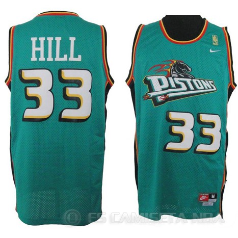 Camiseta Hill #33 Detroit Pistons Verde - Haga un click en la imagen para cerrar